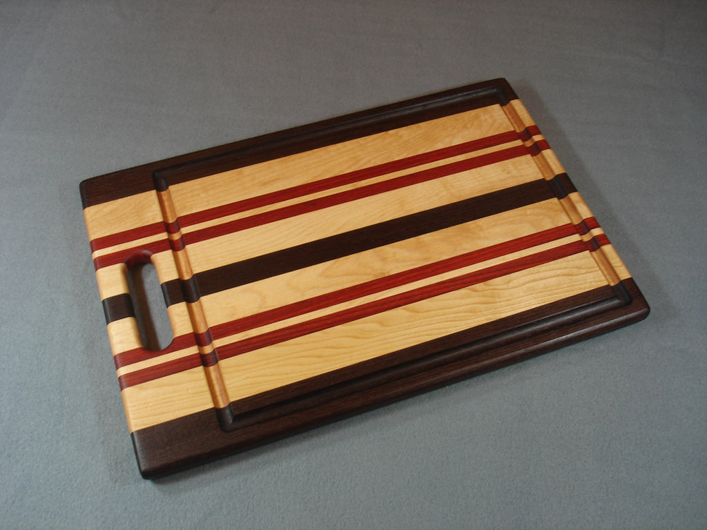 Highlight Series Large Cutting Board with Handle - Walnut, Maple & Padauk